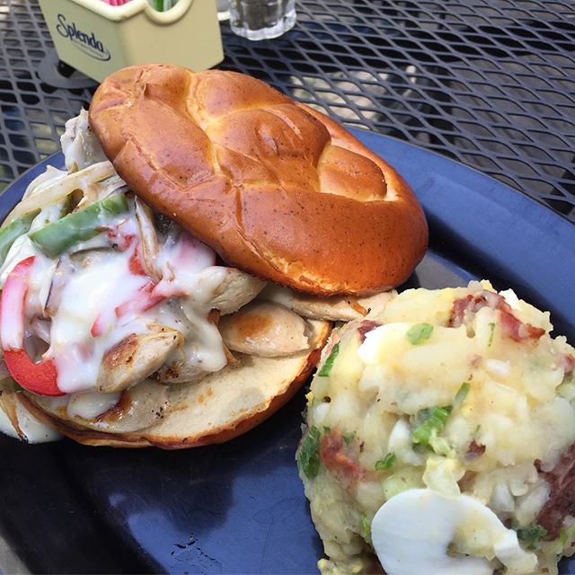 Rae's famous German potato salad! You'll get it as a side with the almighty brat sandwich today only!