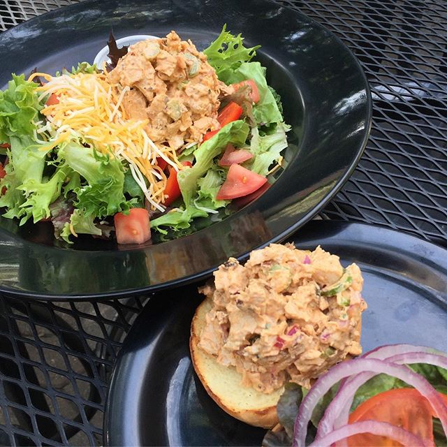 Buffalo chicken salad! As a sandwich or on top a salad 🥗